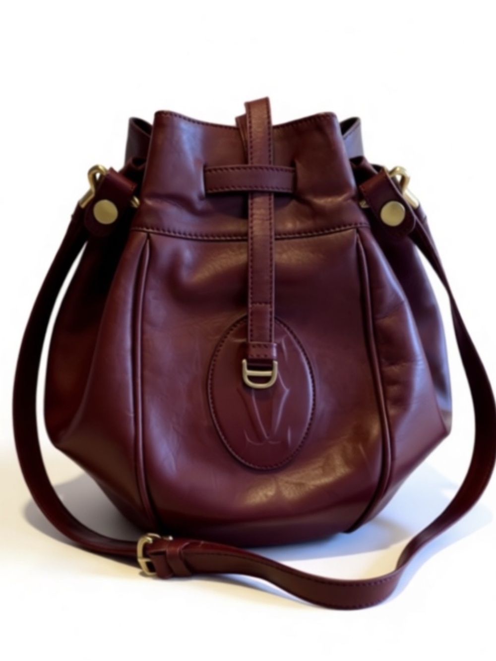 Vintage Cartier Le Must de Cartier Bucket Bordeaux Leather Shoulder Bag